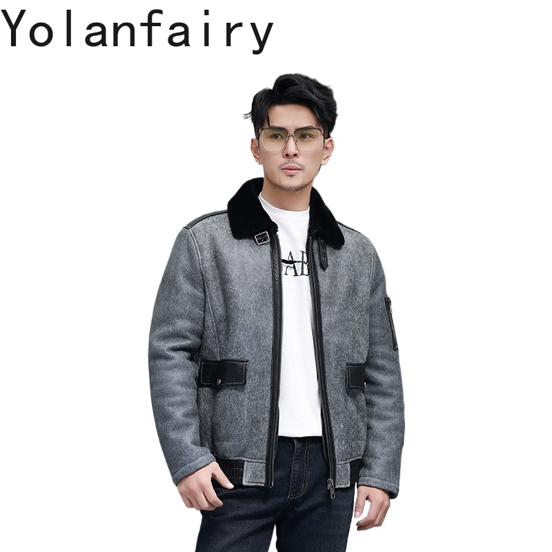 Mens Fashion Winter 2025 - YOLANFAIRY Mantel Bulu Alami Pendek Jaket