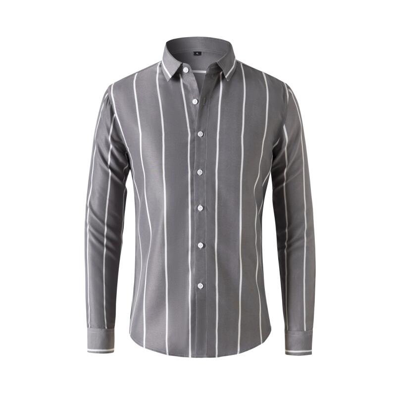 Mens Fashion Dress Shirts - Kemeja Pria Bergaris Lengan Panjang Slim