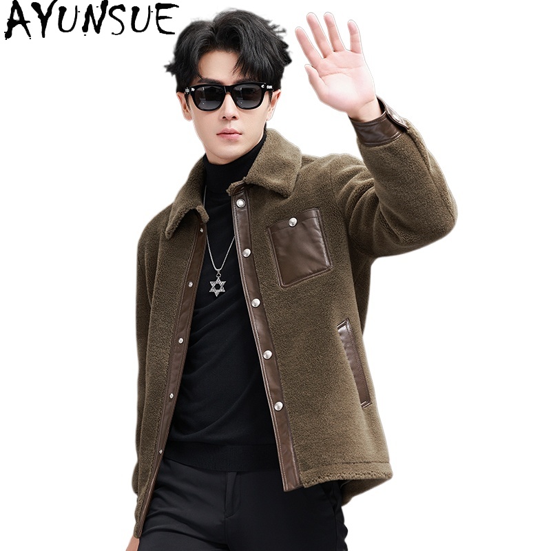 Mens Fashion Winter 2025 - AYUNSUE 100% Mantel Wol untuk Pria