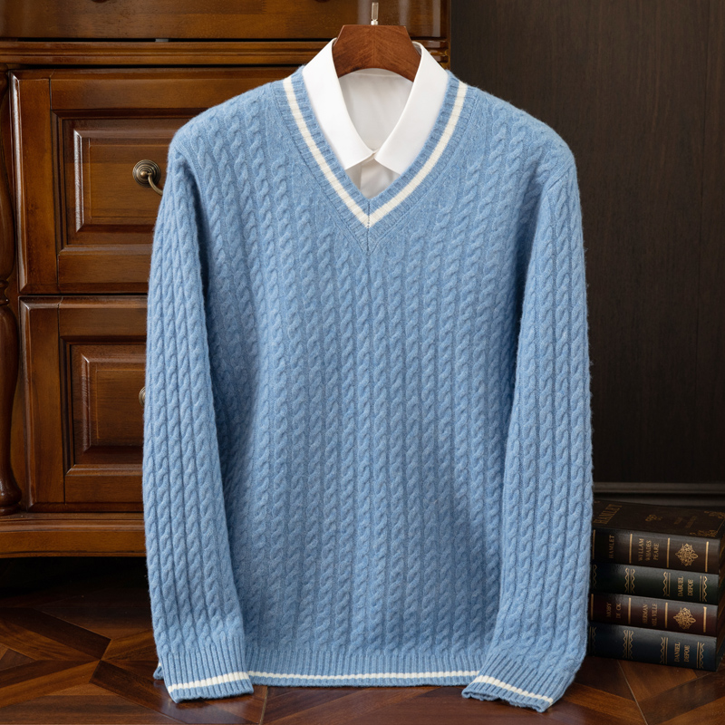 Mens Fashion Mullet - Sweter Kasmir Murni 100% Tebal Baru