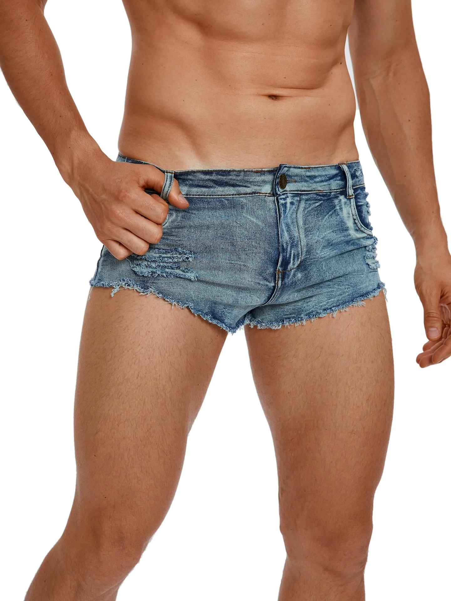 Men Fashion Jeans - Celana Pendek Jeans Pinggang Rendah Pria