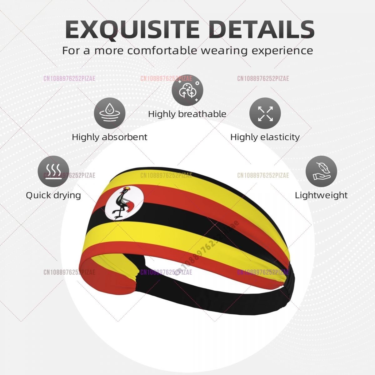 Men Fashion Uganda - Bando Lebar Elastis Pria Wanita Bendera