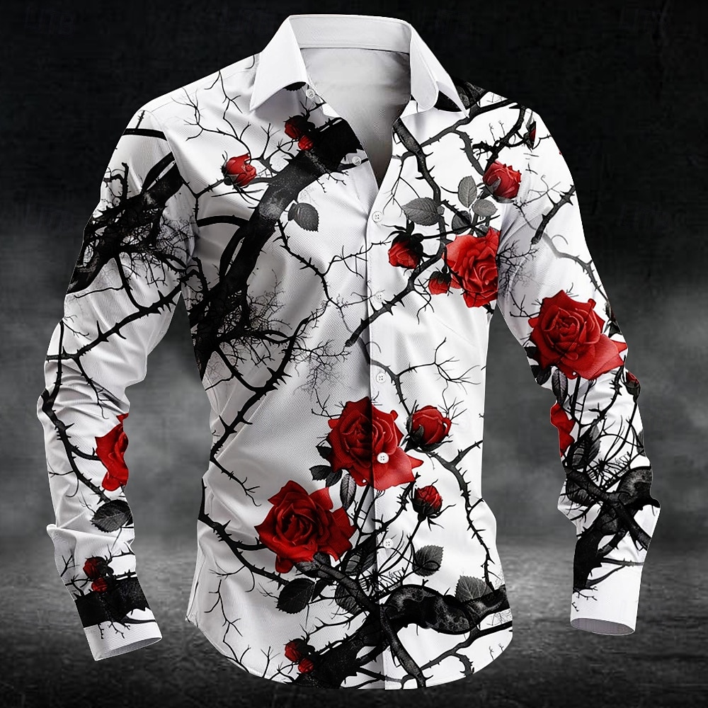 Fashion Mens Shirt - Kemeja Pria Lengan Panjang Motif Bunga