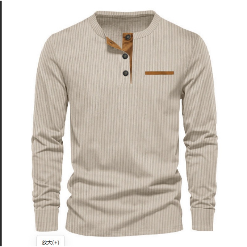 Queer Men'S Fashion - Kaos Henley Lengan Panjang Pria Bahan