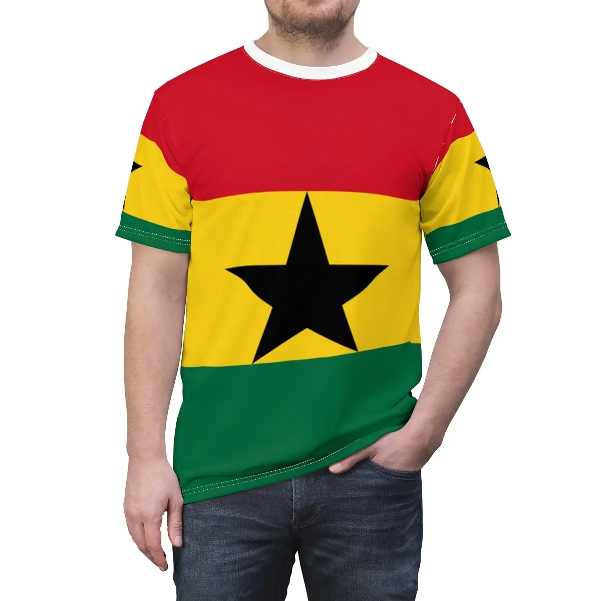 Kaus 3D Bendera Ghana Antik Ab - Mens Fashion Dress Shirts ulasan dan harga