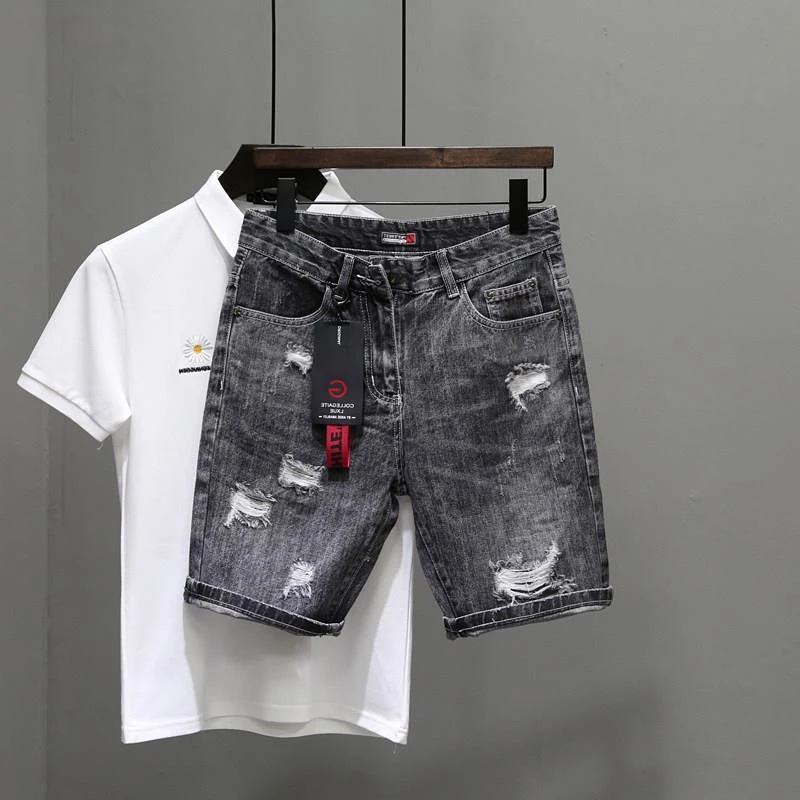Celana Jeans pendek pria sobek - Men Fashion Jeans ulasan dan harga