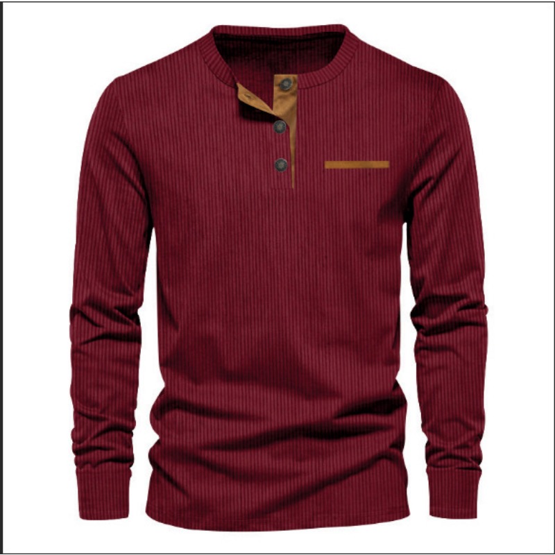 Kaos Henley Lengan Panjang Pri - Queer Men'S Fashion ulasan dan harga