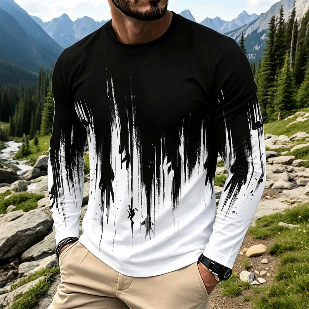 Kaos Lengan Panjang Pria Motif - Fashion Mens Shirt ulasan dan harga