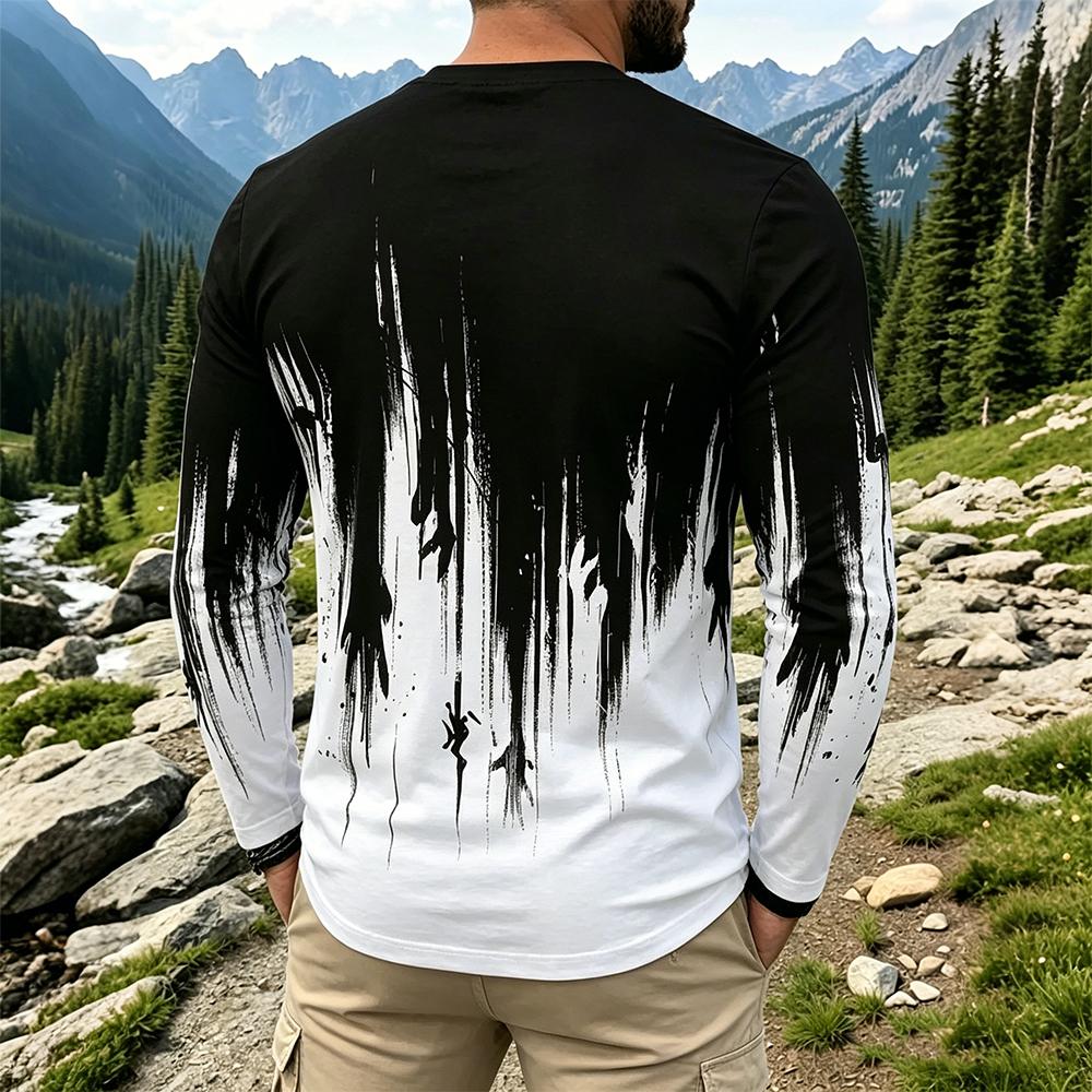 Kaos Lengan Panjang Pria Motif - Fashion Mens Shirt ulasan dan harga