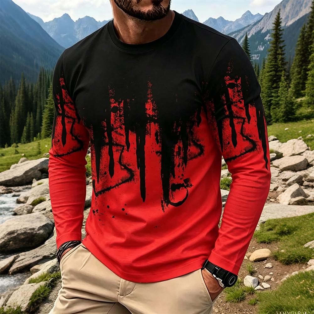 Kaos Lengan Panjang Pria Motif - Fashion Mens Shirt ulasan dan harga