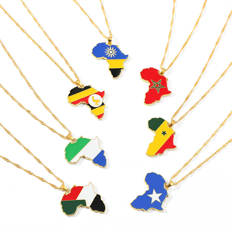 Kalung Logam Liontin Peta Nega - Men Fashion Uganda ulasan dan harga